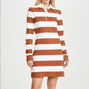 Veronica Beard Striped Long-Sleeve Rugby Dress